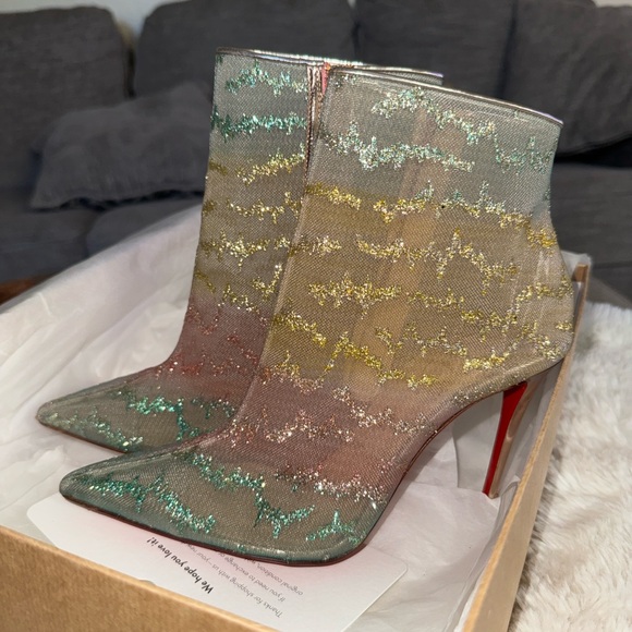 Christian Louboutin Gold and Pink Heeled Boots - Picture 7 of 8